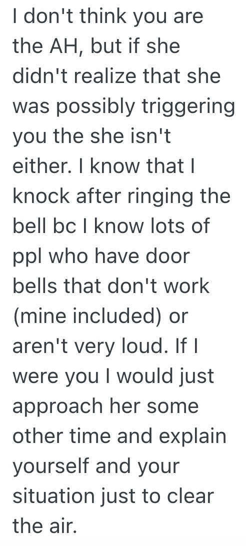 Woman confesses PTSD to neighbor after violent knock on door - regrets sharing too much too soon 2026 05 22 7:45:58 PM After hard knock on door, woman confesses PTSD to neighbor - regrets sharing too much too soon