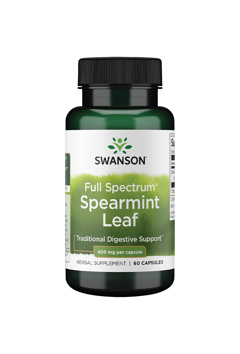 Swanson Spearmint Leaf Full Spectrum Digestive Supplement for Adults Seeking Digestive Comfort - 400 Mg Mentha Spicata (60 Capsules)