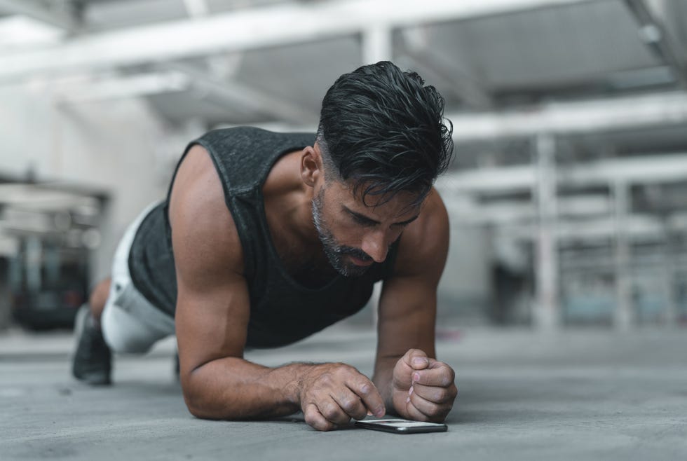 Exercise using your smartphone in plank position