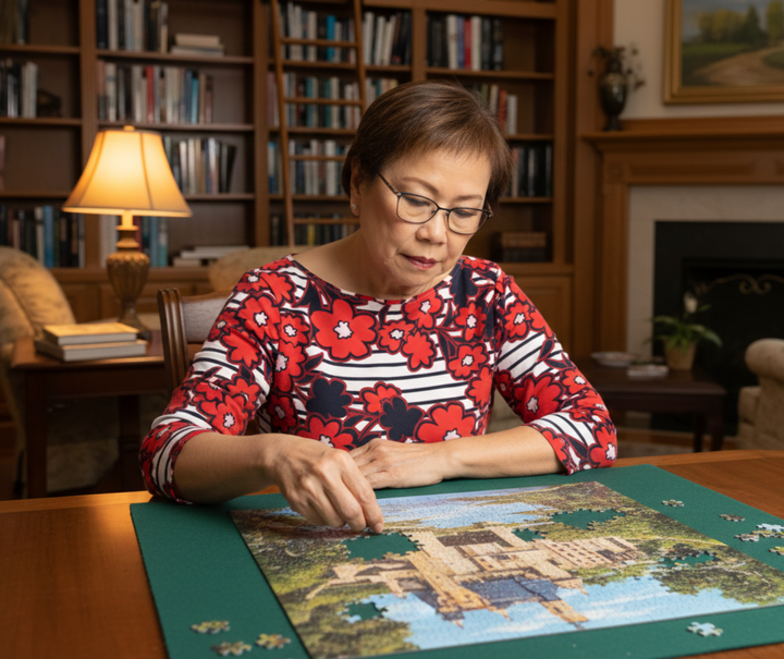Author completing a jigsaw puzzle